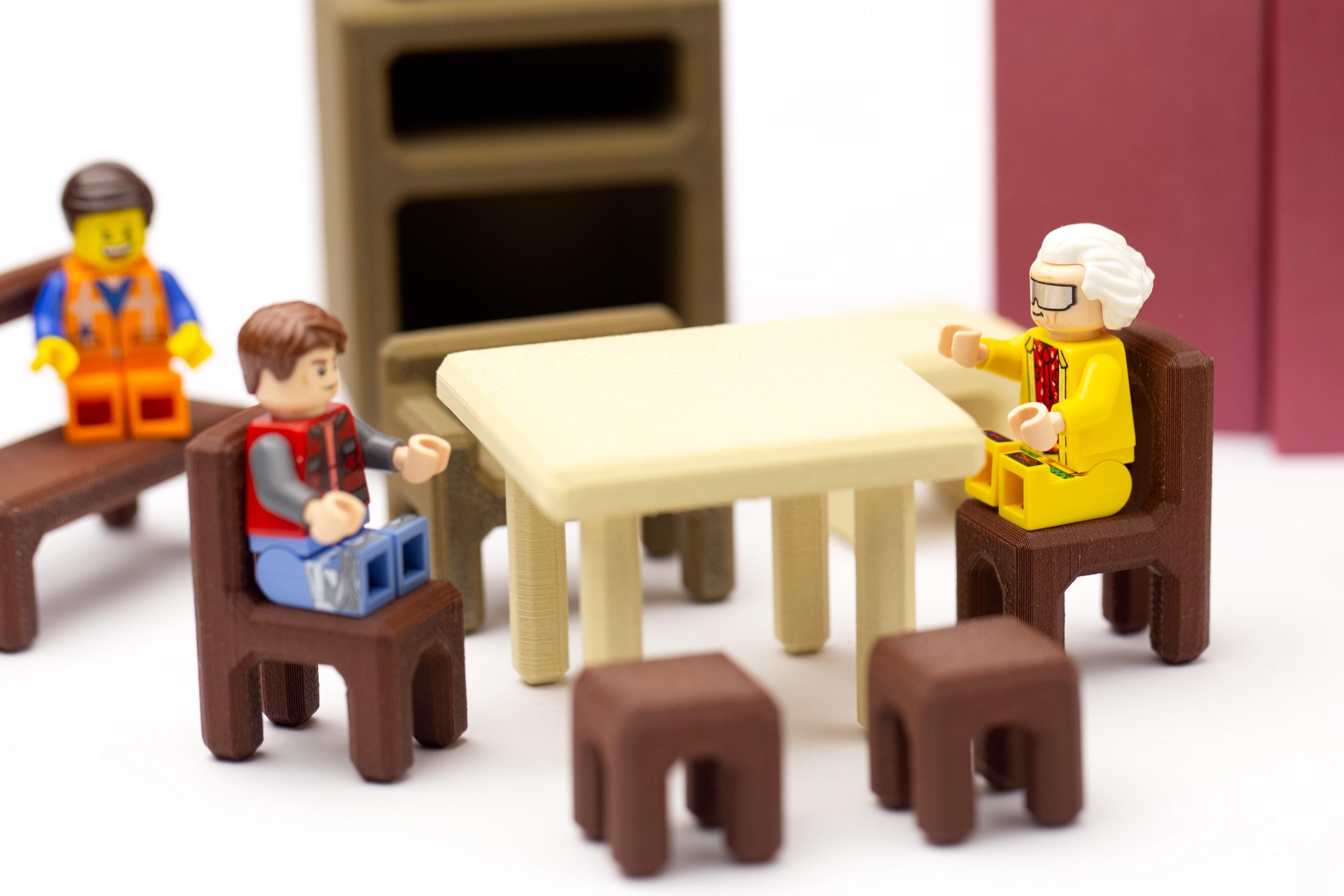 Furniture set puzzle. Fit all 18 pieces of furniture inside the wardrobe.