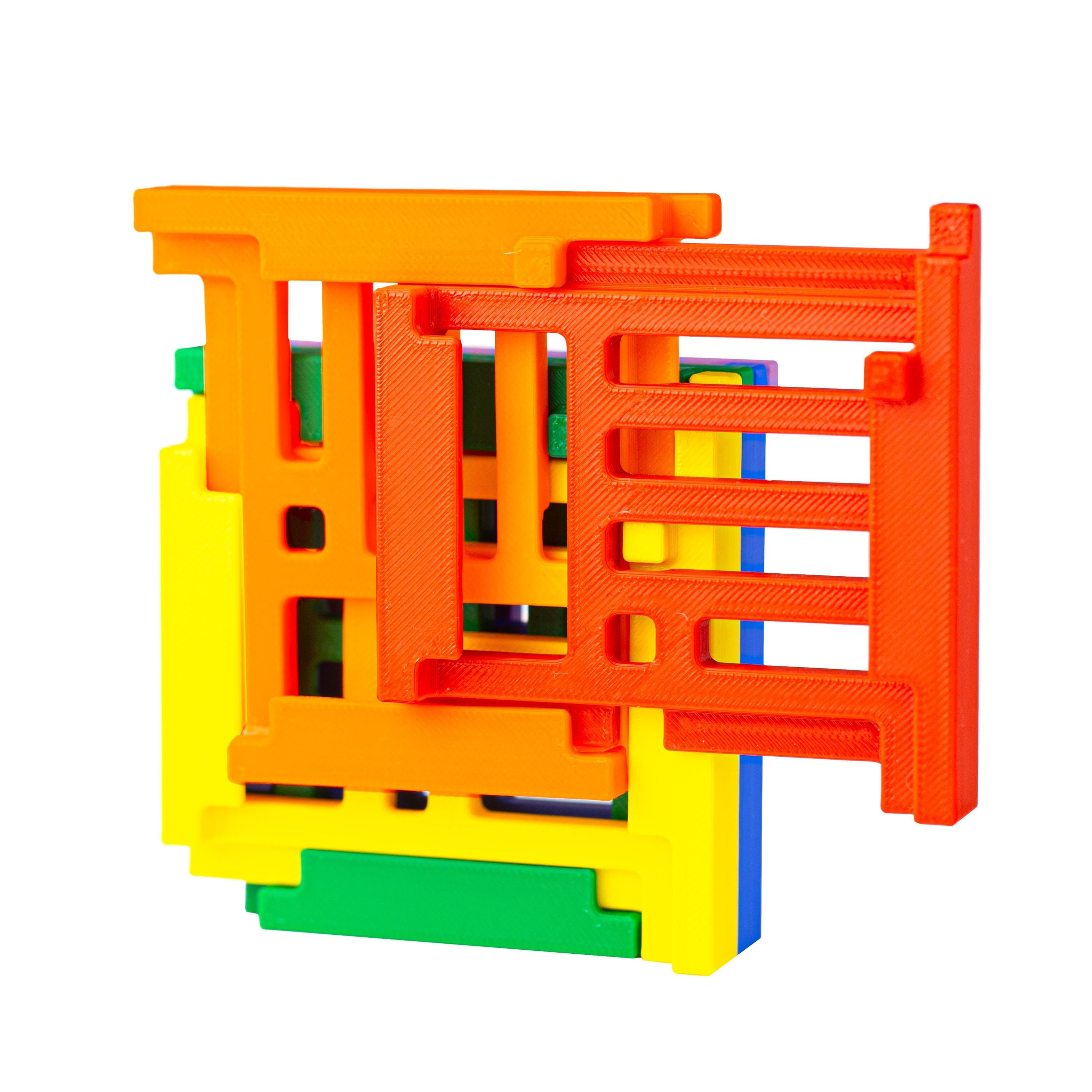 100+ steps Rainbow Drawers puzzle. Designed by Bram Cohen.