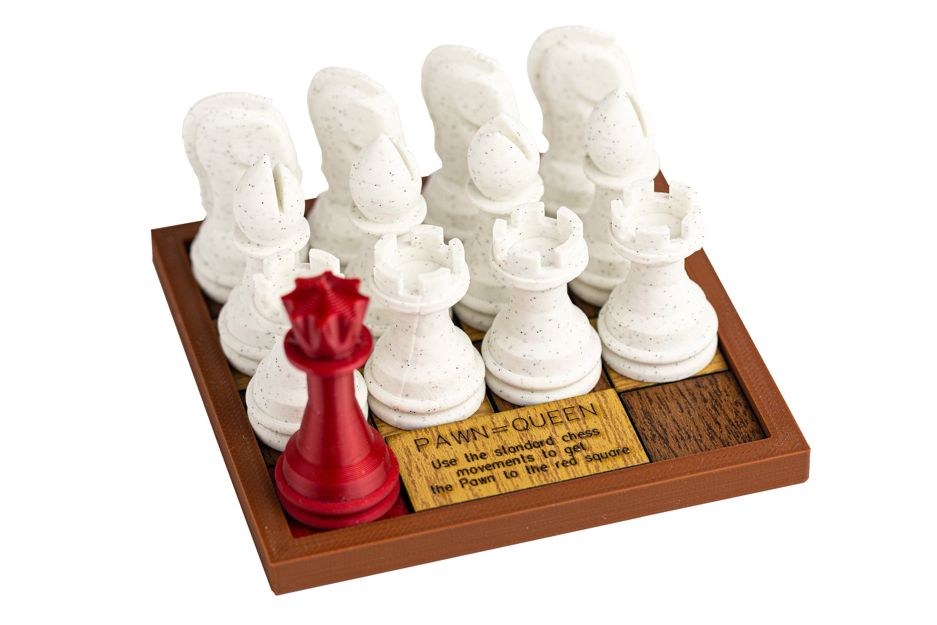 Pawn = Queen puzzle. Get the pawn to the red square.