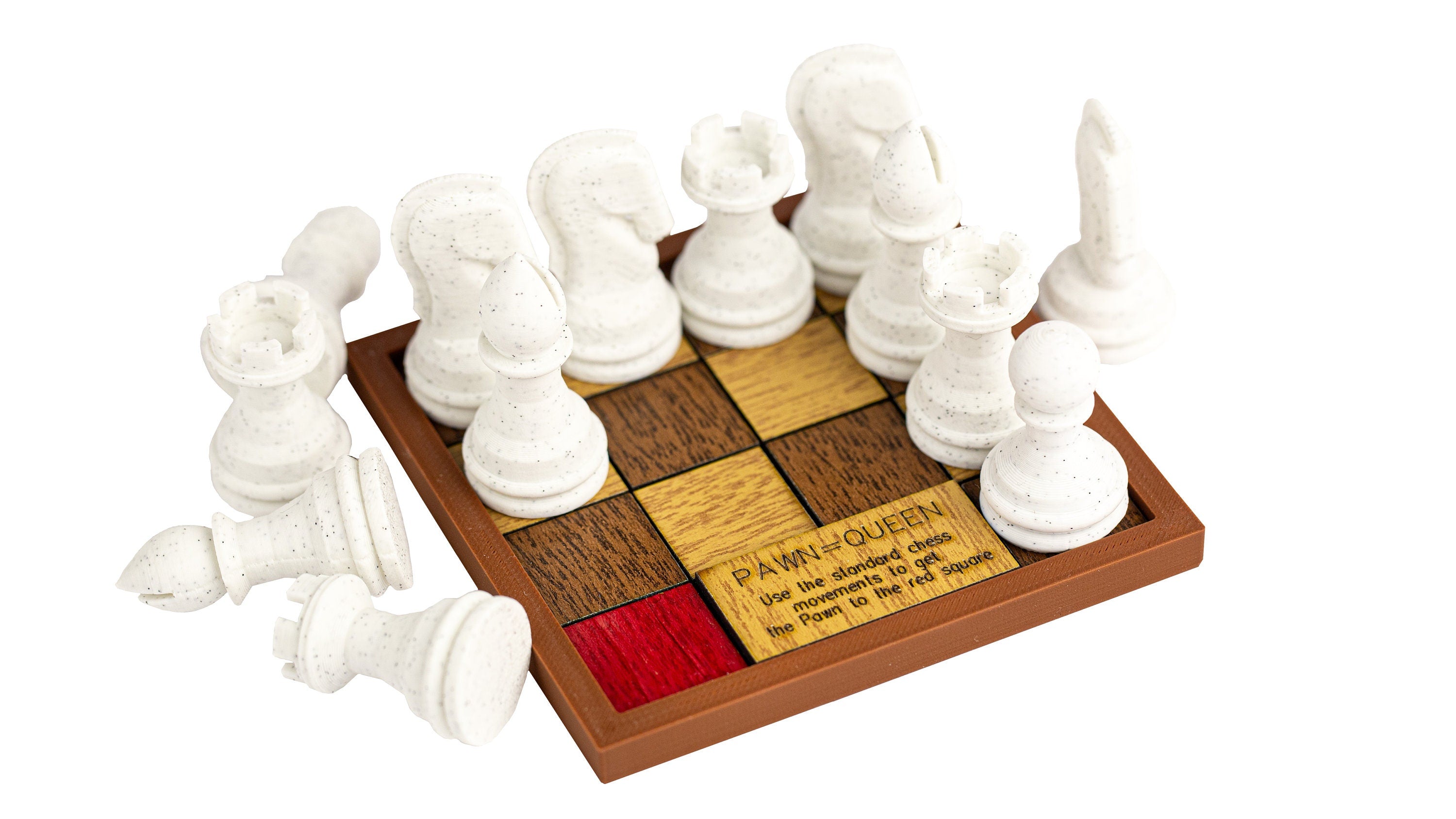 Pawn = Queen puzzle. Get the pawn to the red square.