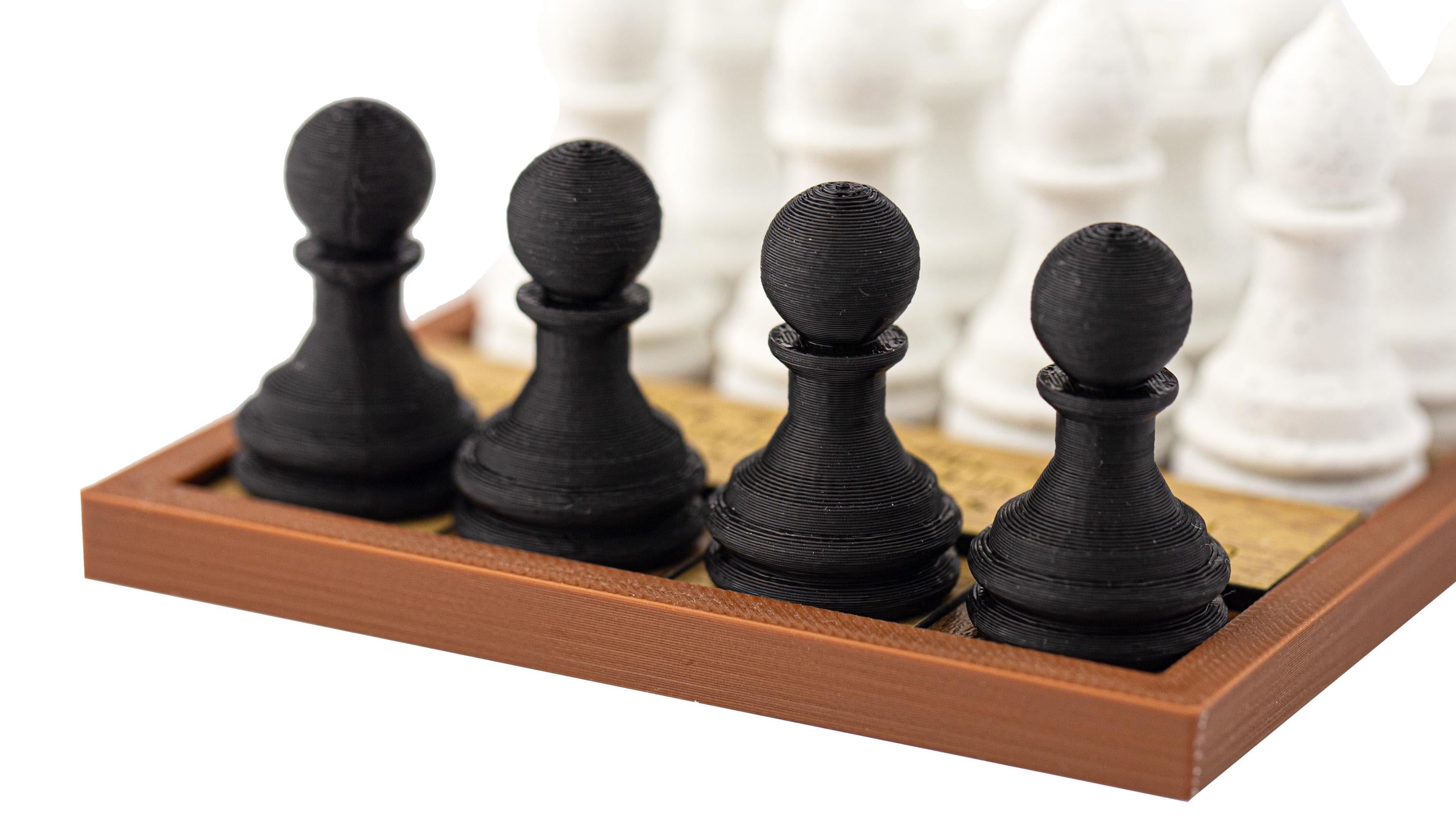 Four Pawns puzzle. Capture all 4 black pawns.