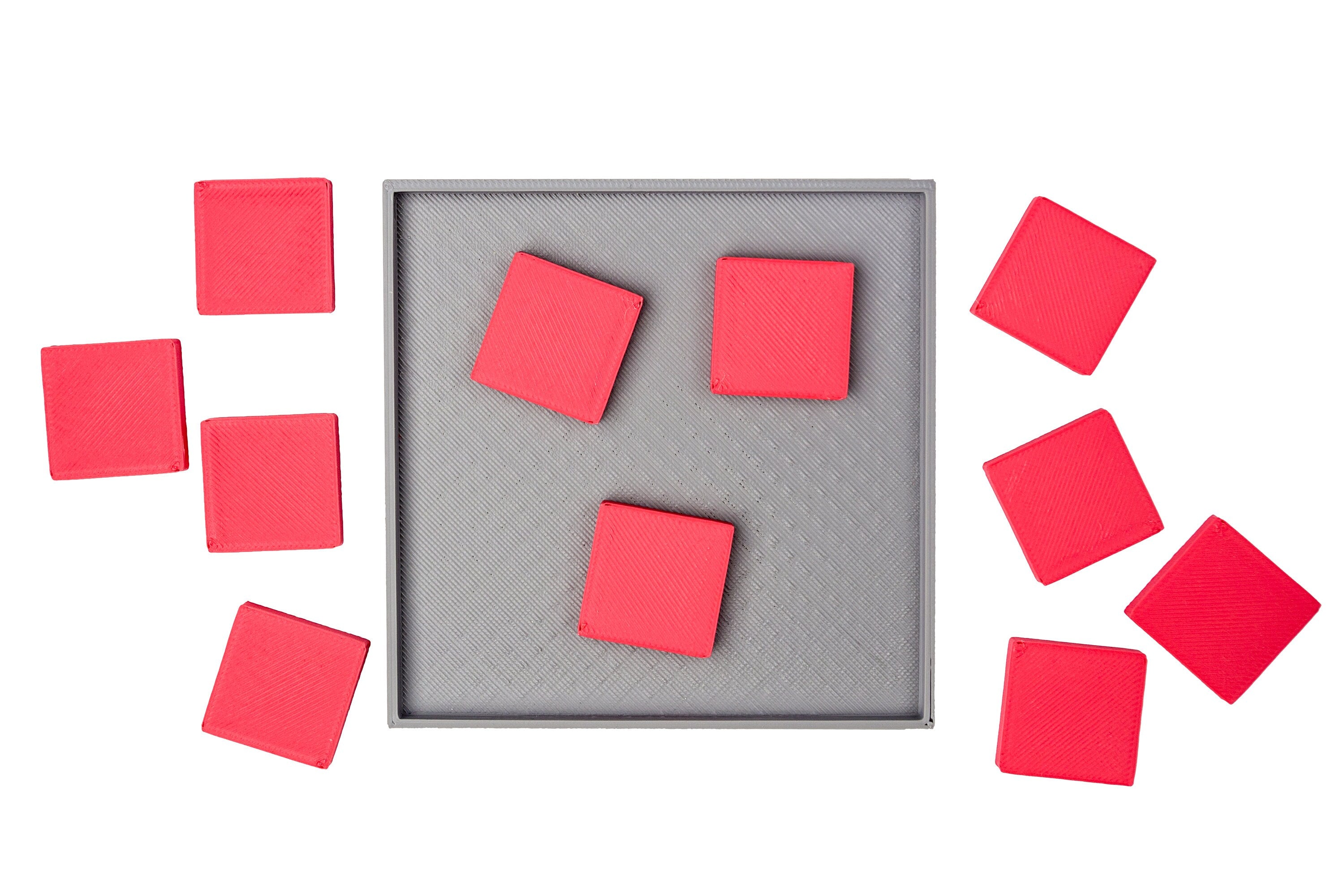 Impossible puzzle. Fit all 11 squares into the frame.