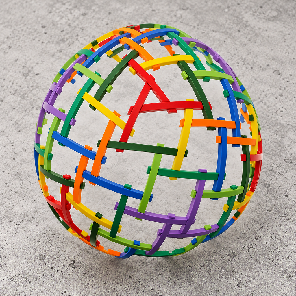 Cubegrity Sphere. 192 sticks. One sphere. No glue, no screws — just tension!