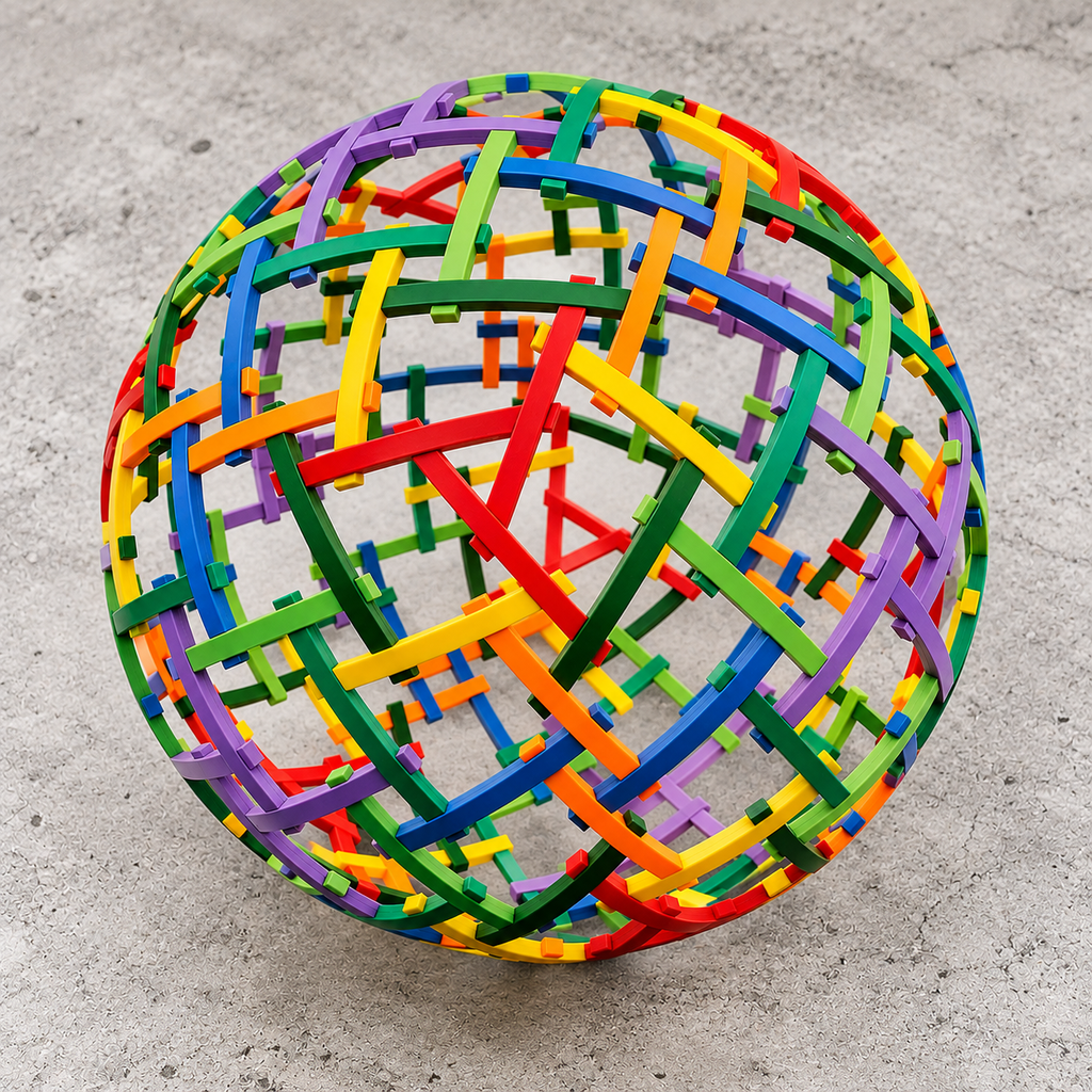 Cubegrity Sphere. 192 sticks. One sphere. No glue, no screws — just tension!