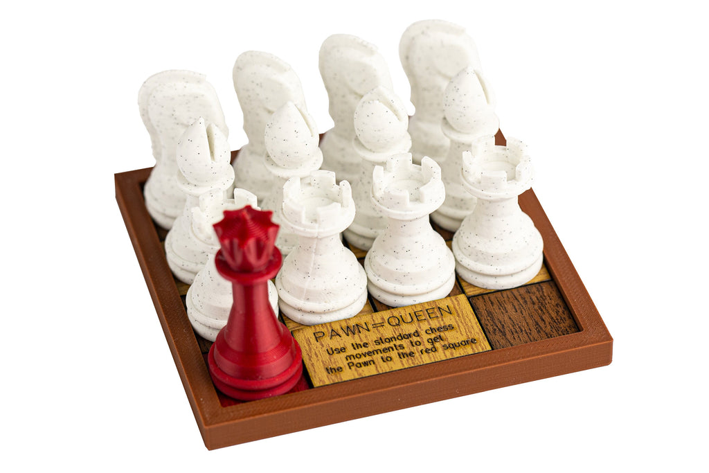 Pawn = Queen puzzle. Get the pawn to the red square.